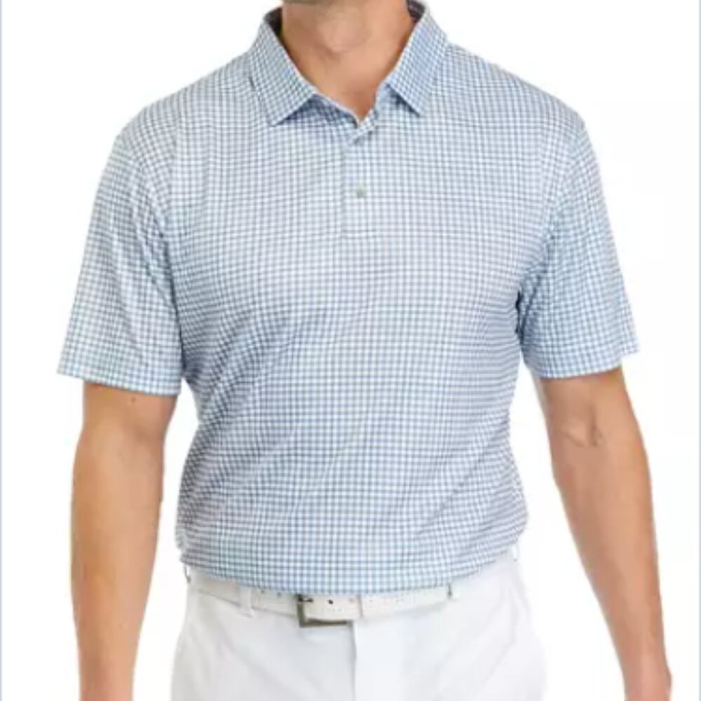 Ben Hogan Large Blue/Gray White Checkered Golf Polo